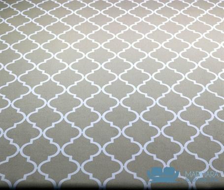 Bej Üzeri Beyaz Moroccan Desenli Koltuk Kumaşı - Görsel 4