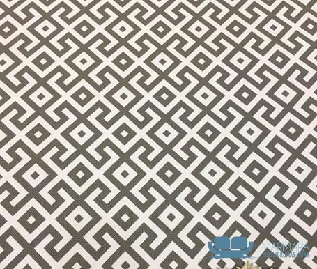 Beyaz Fon Gri Çizgili Geometrik Döşeme Kumaşı