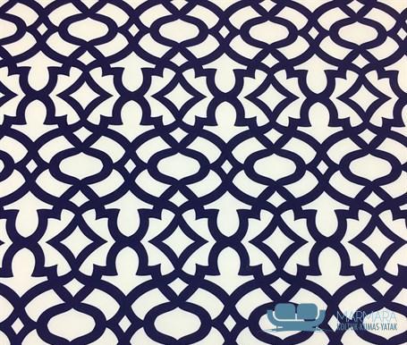 Beyaz Lacivert Ottoman Desenli Döşemelik Kumaş - Görsel 3