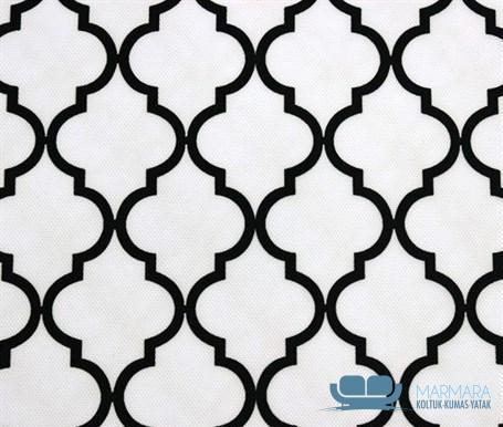 Beyaz Siyah Moroccan Desenli Perde Kumaşı - Görsel 5