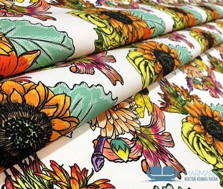 Beyaz Yıldız Çiçeği Desenli Döşemelik Kumaş - Görsel 7