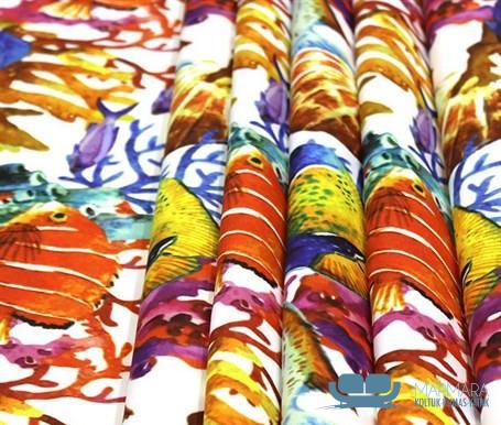 Çok Renkli Akvaryum Desenli Koltuk Döşeme Kumaşı - Görsel 6