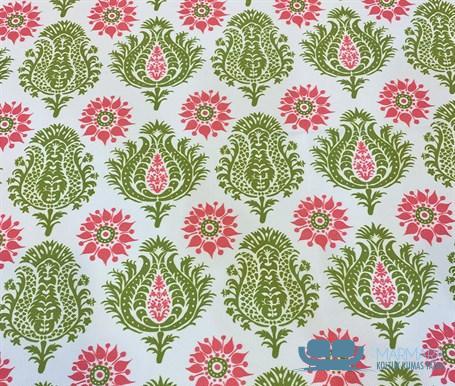 Damask Desenli Pembe Fıstık Yeşili Döşeme Kumaşı - Görsel 3