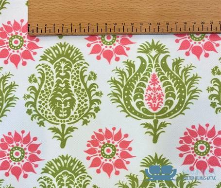 Damask Desenli Pembe Fıstık Yeşili Döşeme Kumaşı - Görsel 4