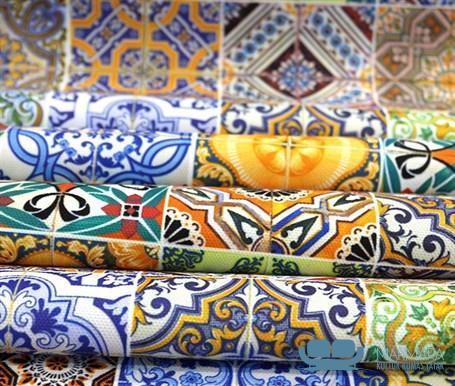 Fayans Desenli Patchwork Kumaş - Görsel 5