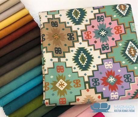 Kilim Desenli Çok Renkli Döşeme Kumaşı - Görsel 2