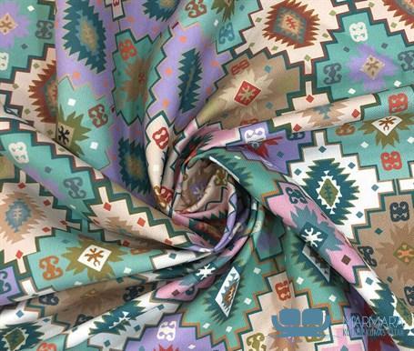 Kilim Desenli Çok Renkli Döşeme Kumaşı - Görsel 3