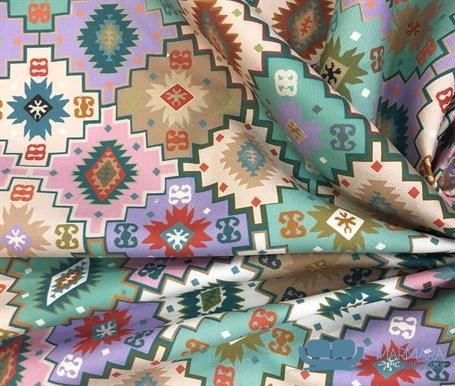 Kilim Desenli Çok Renkli Döşeme Kumaşı - Görsel 4