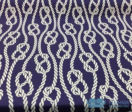Lacivert Gemici Düğümü Motifli Döşeme Kumaşı - Görsel 5