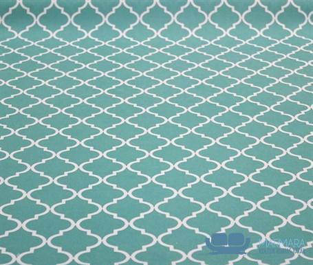 Mint Yeşili Beyaz Moroccan Desenli Fon Perde Kumaşı - Görsel 7