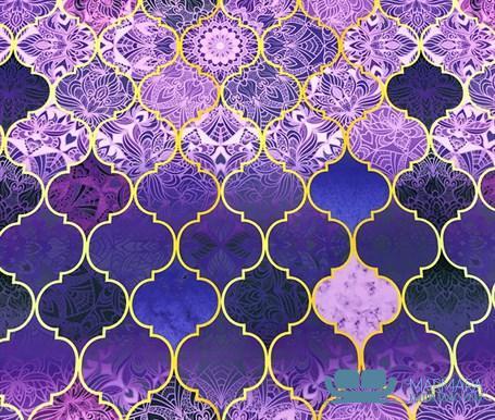 Parlak Motifli Mor Moroccan Desenli Döşeme Kumaşı - Görsel 3