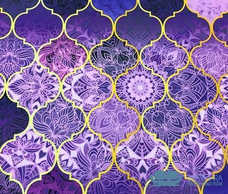 Parlak Motifli Mor Moroccan Desenli Döşeme Kumaşı - Görsel 6