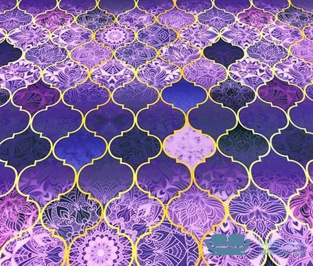 Parlak Motifli Mor Moroccan Desenli Döşeme Kumaşı - Görsel 8
