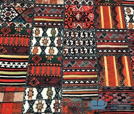 Patchwork Anadolu Kilim Desenli Döşemelik Kumaş - Görsel 3