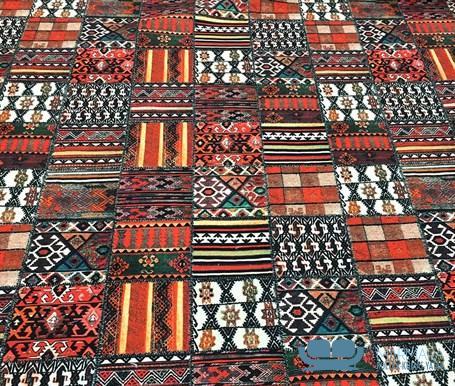 Patchwork Anadolu Kilim Desenli Döşemelik Kumaş - Görsel 4