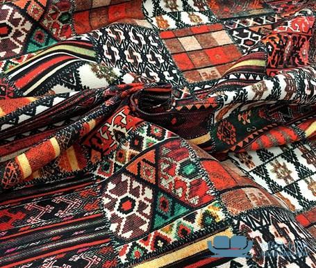 Patchwork Anadolu Kilim Desenli Döşemelik Kumaş - Görsel 5