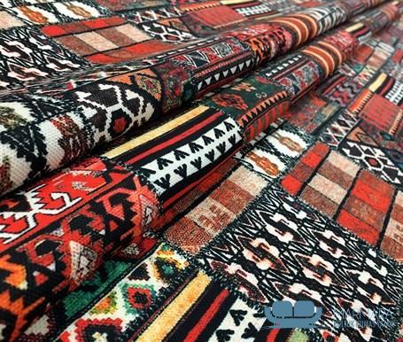 Patchwork Anadolu Kilim Desenli Döşemelik Kumaş - Görsel 6