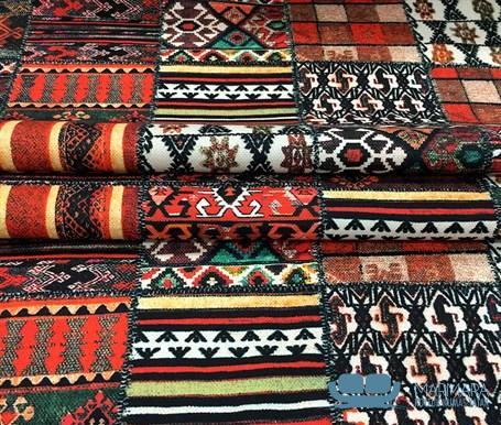 Patchwork Anadolu Kilim Desenli Döşemelik Kumaş - Görsel 7