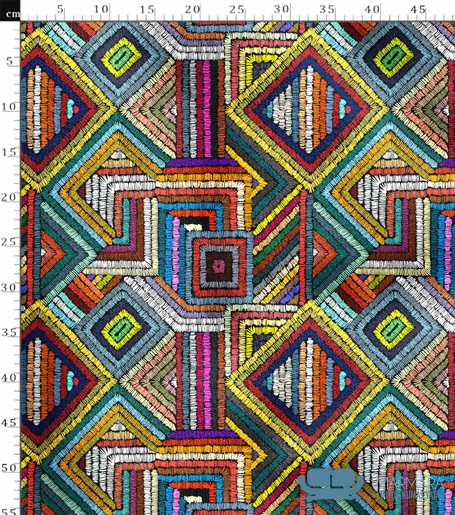 Patchwork Renkli Geometrik Desen Koltuk Döşeme Kumaşı - Görsel 2