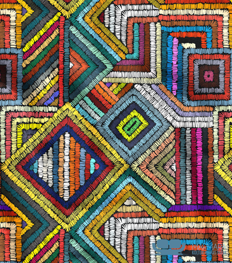 Patchwork Renkli Geometrik Desen Koltuk Döşeme Kumaşı - Görsel 3