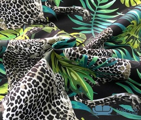 Tropikal Leopar Desenli Koltuk Döşeme Kumaşı - Görsel 4