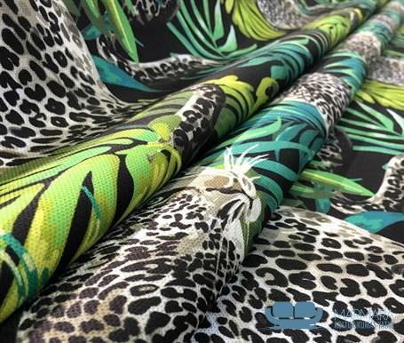 Tropikal Leopar Desenli Koltuk Döşeme Kumaşı - Görsel 7