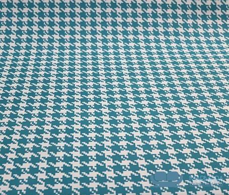 Turkuaz Beyaz Kazayağı Desenli Koltuk Döşeme Kumaşı - Görsel 6