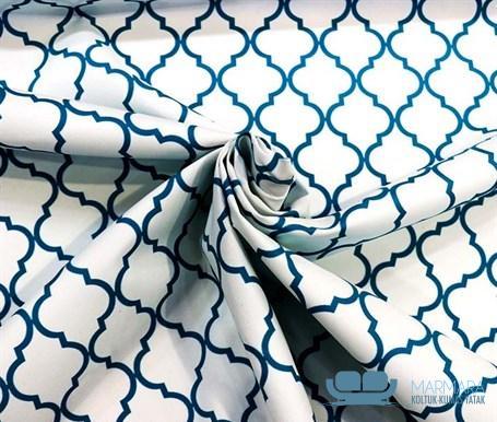 Turkuaz Renk Moroccan Desenli Koltuk Kumaşı - Görsel 3