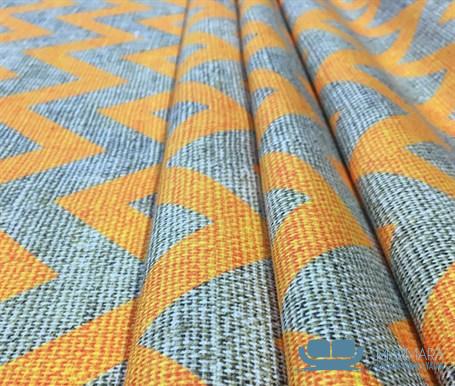 Turuncu Zigzag Desenli Perdelik Kumaş - Görsel 6