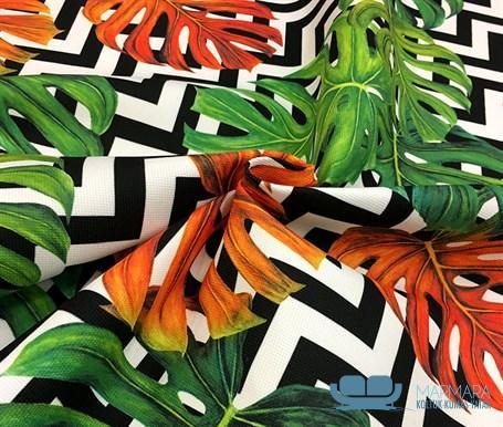 Zigzag Çizgili Yapraklı Döşeme Kumaşı - Görsel 4