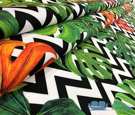 Zigzag Çizgili Yapraklı Döşeme Kumaşı - Görsel 6