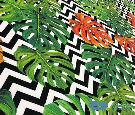 Zigzag Çizgili Yapraklı Döşeme Kumaşı - Görsel 7