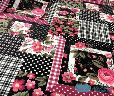 Pötikareli Patchwork Desenli Koltuk Kaplama Kumaşı - Görsel 3