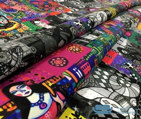 Retro Patchwork Frida Motifli Perde Kumaşı - Görsel 6