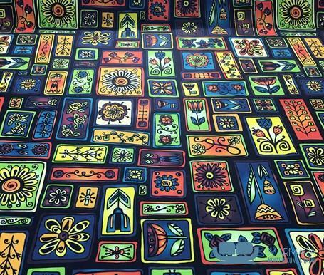Siyah Çerçeveli Patchwork Koltuk Kaplama Kumaşı - Görsel 4