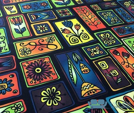Siyah Çerçeveli Patchwork Koltuk Kaplama Kumaşı - Görsel 5
