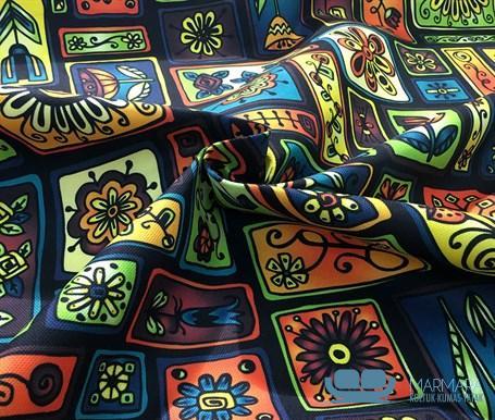 Siyah Çerçeveli Patchwork Koltuk Kaplama Kumaşı - Görsel 6