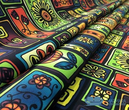 Siyah Çerçeveli Patchwork Koltuk Kaplama Kumaşı - Görsel 8