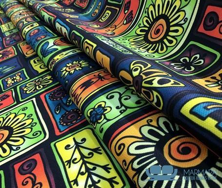 Siyah Çerçeveli Patchwork Koltuk Kaplama Kumaşı - Görsel 9