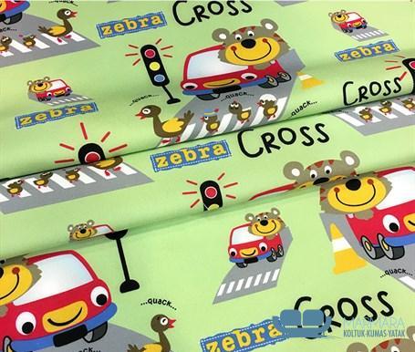 Araba Yol Desenli Çocuk Döşemelik Kumaş - Görsel 4