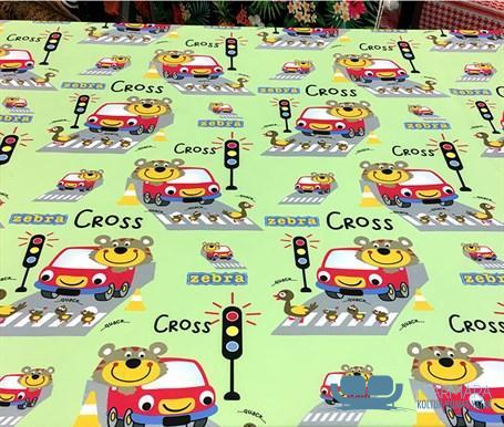 Araba Yol Desenli Çocuk Döşemelik Kumaş - Görsel 6
