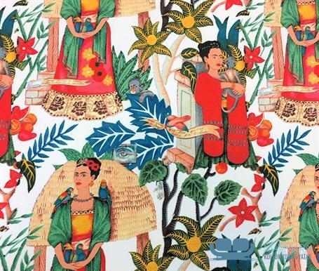 Beyaz Frida Desenli Döşeme Kumaşı - Görsel 4