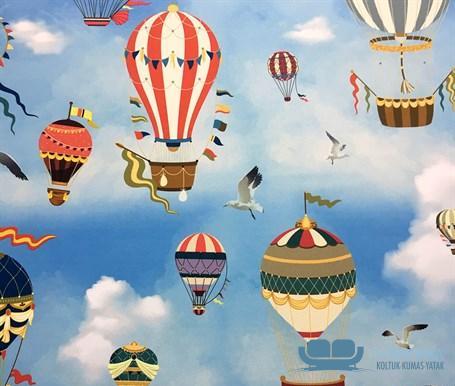 Gökyüzü ve Balon Desenli Perdelik Kumaş