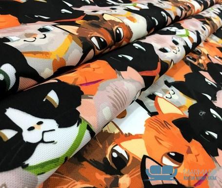 Kedi Desenli Fon Perde Kumaşı - Görsel 6