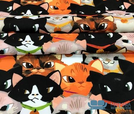 Kedi Desenli Fon Perde Kumaşı - Görsel 7