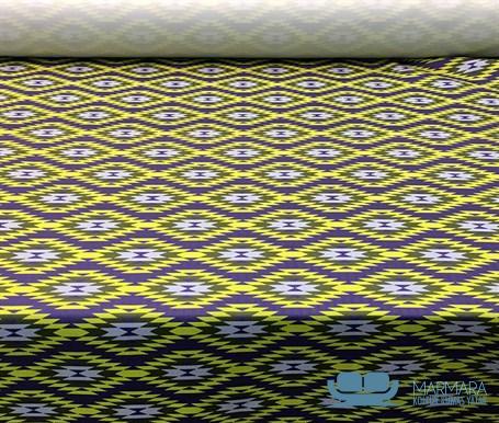 Kilim Desenli Mor Sarı Koltuk Kumaşı - Görsel 4