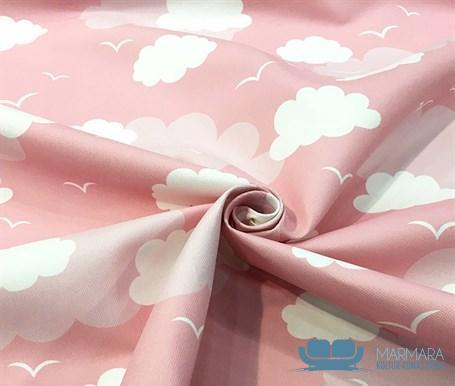 Pembe Bulut Desenli Koltuk Döşeme Kumaşı - Görsel 3