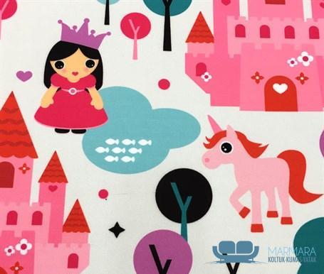 Pembe Prenses Şato Desenli Perdelik Kumaş - Görsel 3