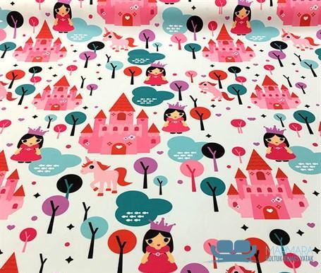 Pembe Prenses Şato Desenli Perdelik Kumaş - Görsel 4
