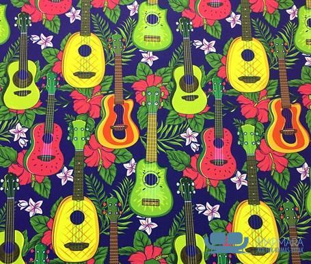 Renkli Gitar Desenli Perdelik Kumaş - Görsel 5